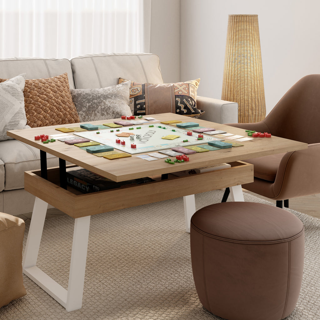 Mesa de centro extensible cuadrada pata metálica U
