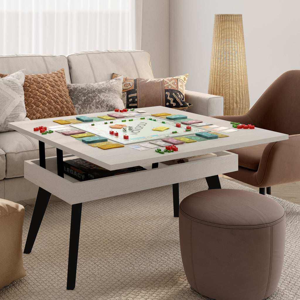 Mesa de centro extensible cuadrada pata metálica