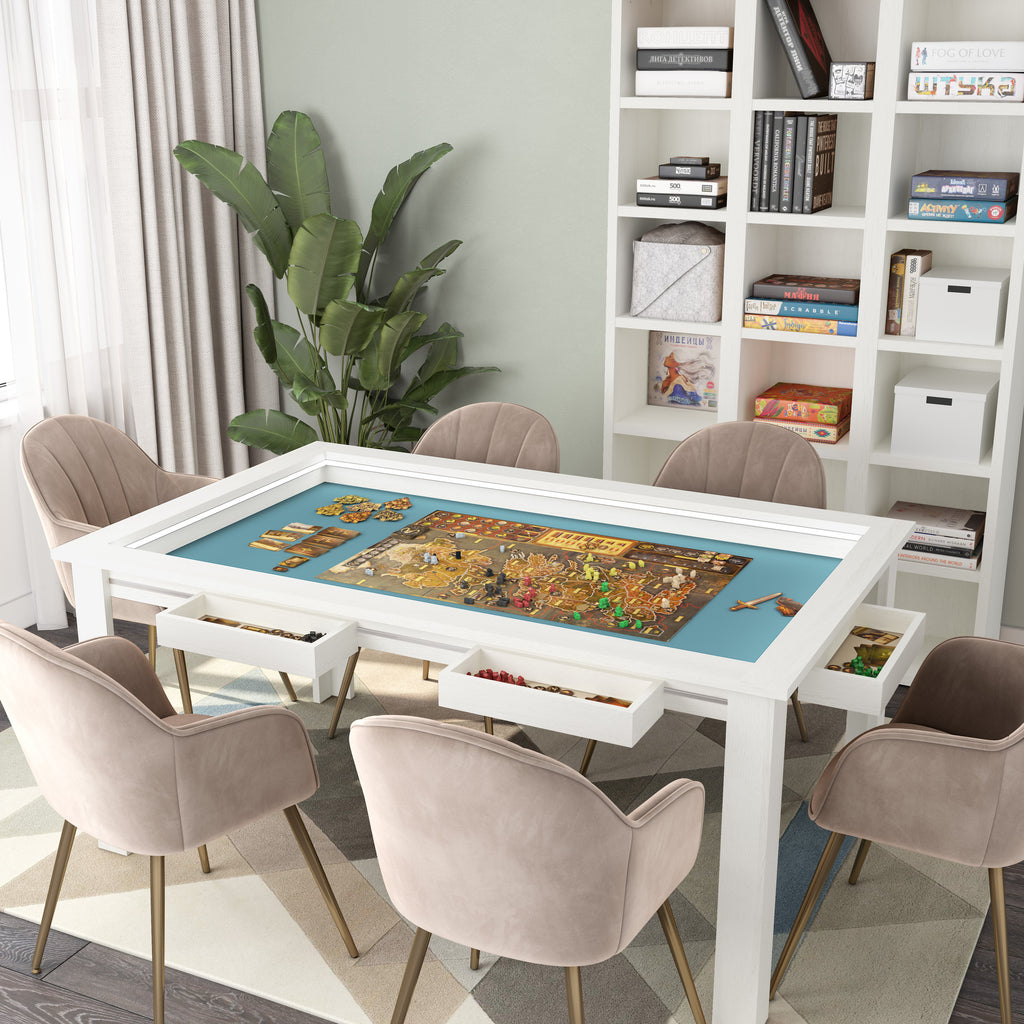 Mesa rectangular blanco polar