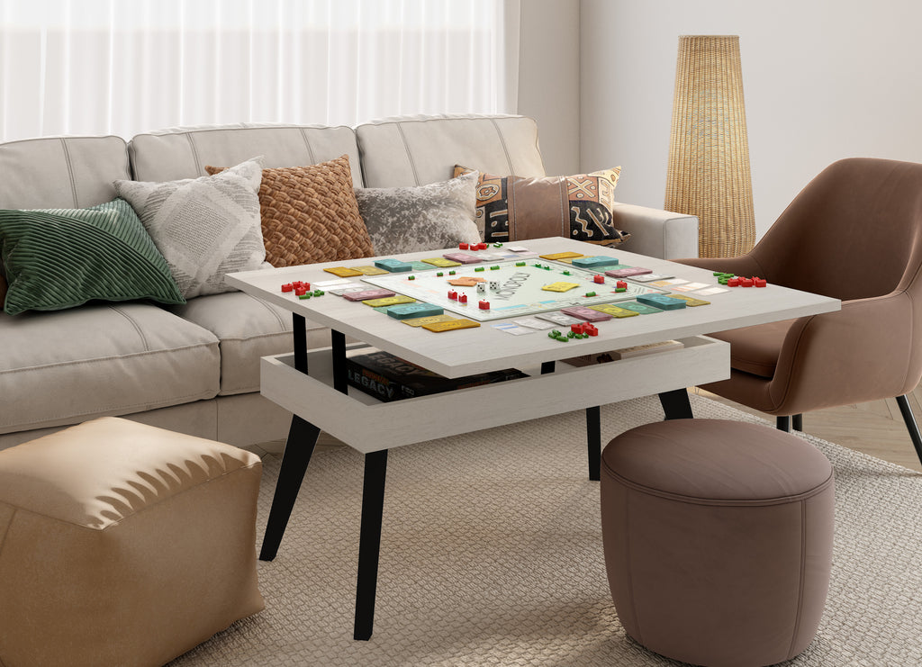 Square extendable coffee table metal leg