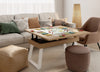 Square extendable coffee table with U-shaped metal leg