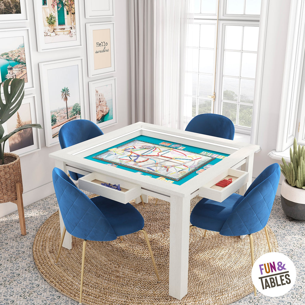 Polar white square table